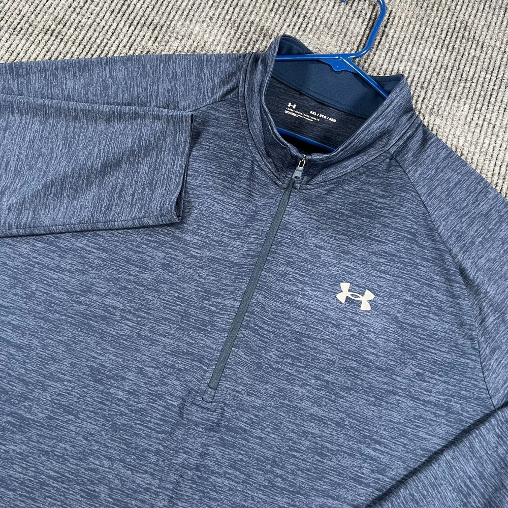 Under Armour Pullover Shirt Mens 3XL Blue Long Sleeve 1/4 Zip Loose Fit Active
